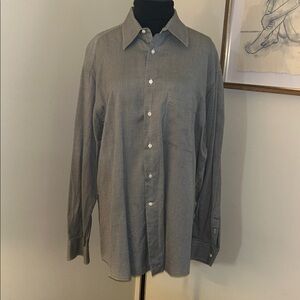 Ermenegildo Zegna | men's cotton black/white long sleeve shirt-size Large
